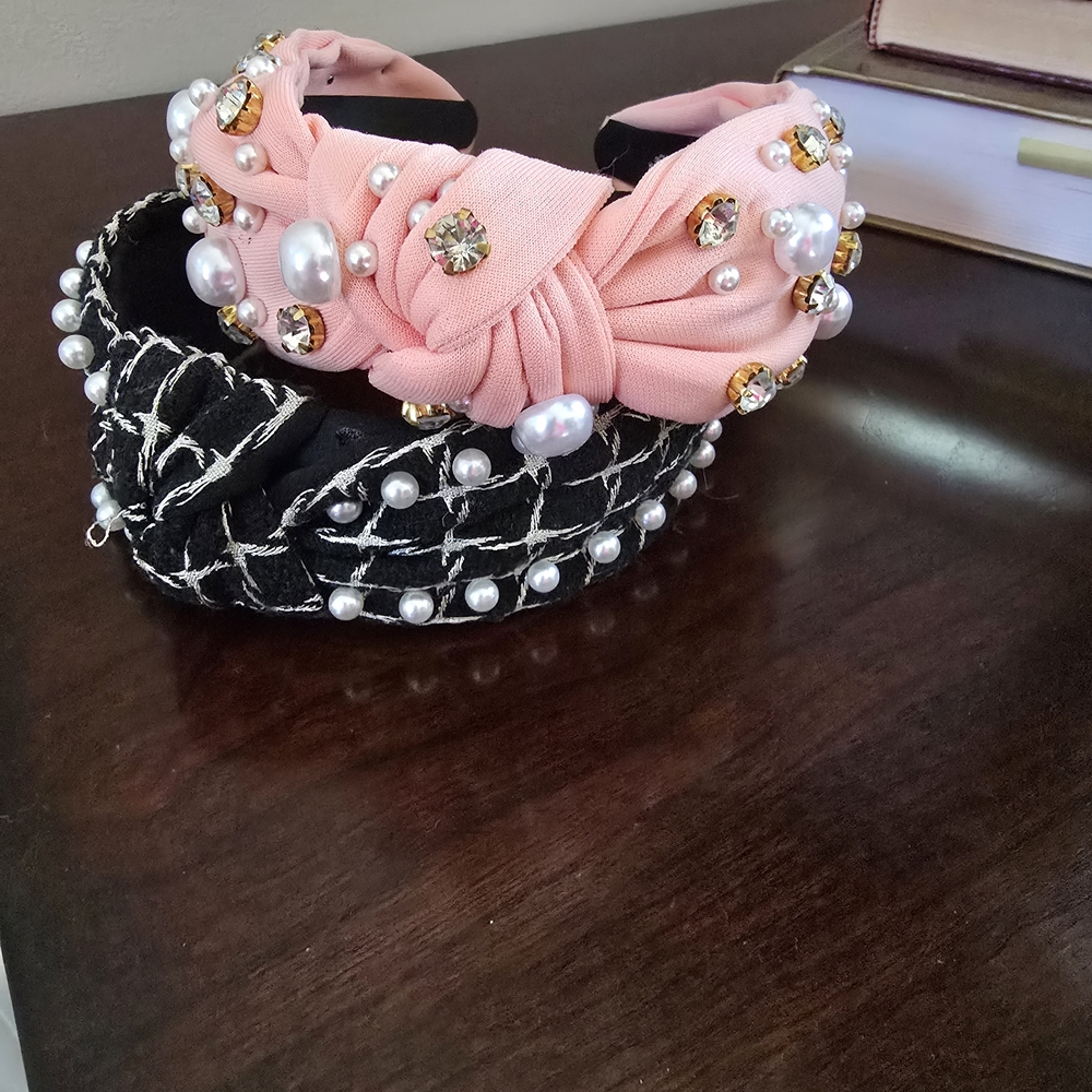 Elegant Pearl and Gemstone Headbands Set Of 2 - Picture 7 of 10